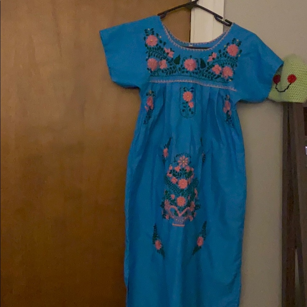 Beautiful Mexican Girls dress blue floral